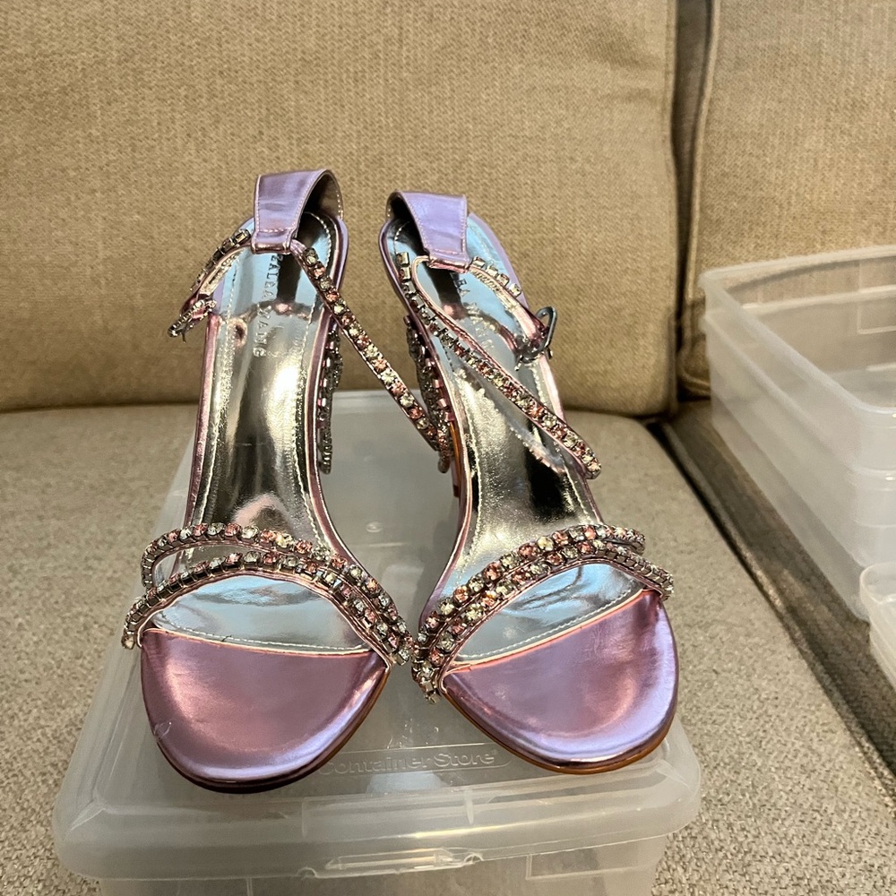 Glamorous Women's Strappy Heels - Metallic Pink - Picture 3 of 4